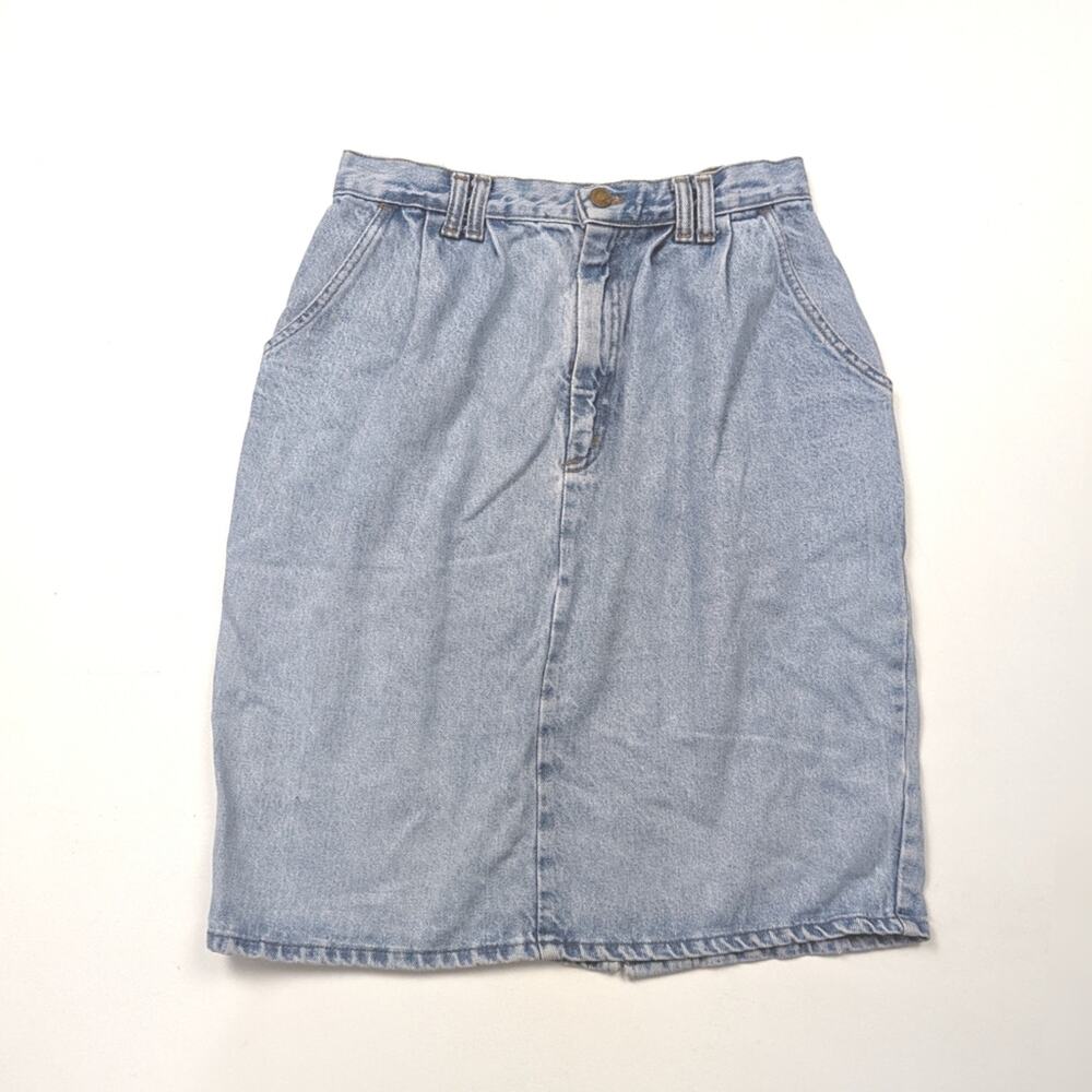 Vintage Vivaldi Skirt Women's Size Small Straight Pencil Denim 80s Light Wash